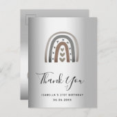 Birthday rainbow Silver modern bedankt Briefkaart (Voorkant / Achterkant)
