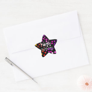 Birthday Rainbow-Stippen op zwart Ster Sticker
