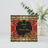 Birthday Red Asian Gold Bamboo Afbeelding Kaart (Staand voorkant)