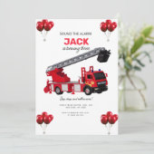 Birthday Red Fire Truck Kaart (Staand voorkant)