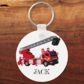 Birthday Red Fire Truck Sleutelhanger (Voorkant)