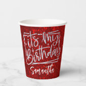 Birthday Red Glitter 18 | 21e | 30e |50e Papieren Bekers (Voorkant)