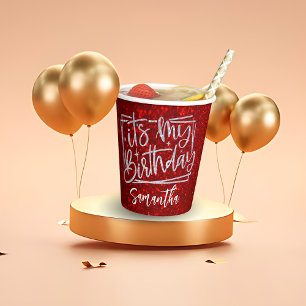 Birthday Red Glitter 18 21e 30e 50e Papieren Bekers