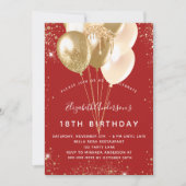 Birthday red goudballonnen kaart (Voorkant)