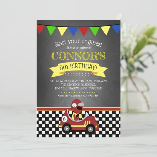 Birthday Red Race Car Kaart (Staand voorkant)