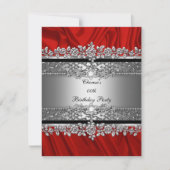 Birthday Red Silk Silver Black Diamond Kaart (Voorkant)