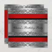 Birthday Red Silver Black Diamond Kaart (Voorkant / Achterkant)