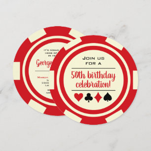 Birthday Red White Poker Chip Casino Las Vegas Kaart