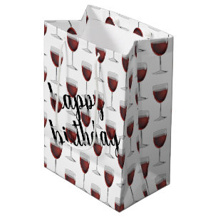 Birthday Red Wine op wit Medium Cadeauzakje