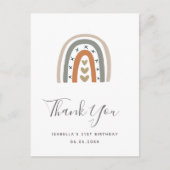 Birthday regenboog roos goud grijs wit dank u briefkaart (Voorkant)