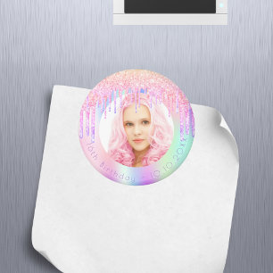 Birthday regenbooglitter druist aangepaste foto ro magneet