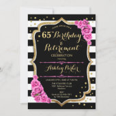 Birthday & Retirement Party - Black roze Gold Kaart (Voorkant)