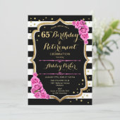 Birthday & Retirement Party - Black roze Gold Kaart (Staand voorkant)
