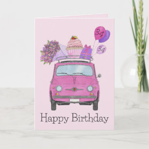 Birthday Retro 500 waterverf Kaart