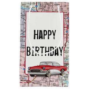 Birthday Retro Buick On Map Klein Cadeauzakje