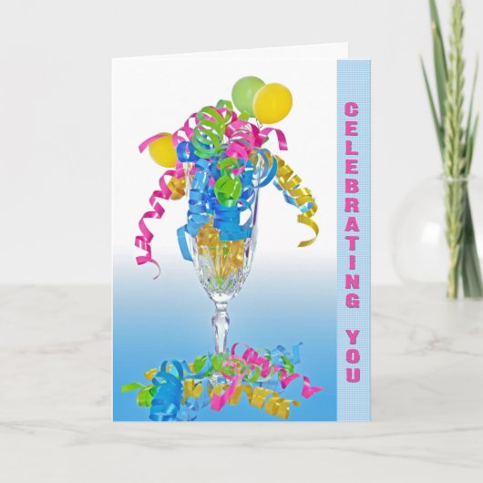 Birthday Ribbons en ballonnen Kaart (Voorkant)