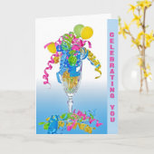 Birthday Ribbons en ballonnen Kaart (Gele Bloem)