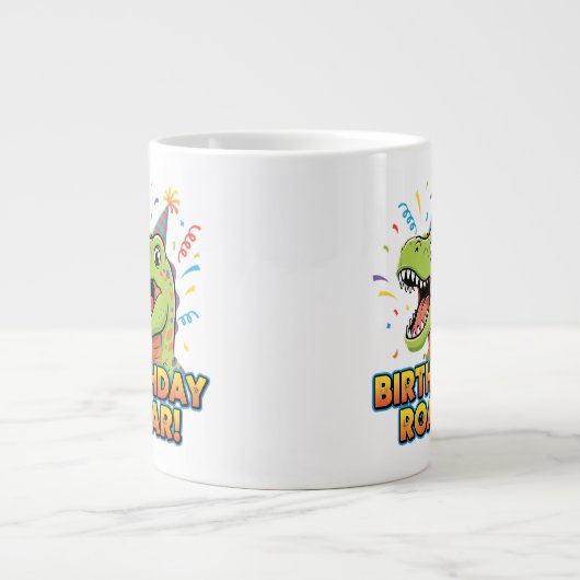 Birthday Roar Cute Dinosaur Birthday Party Design Extra Grote Beker (Voorkant)