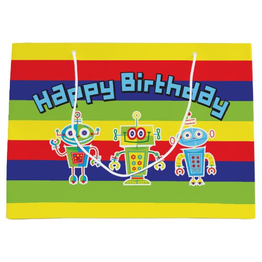 Birthday Robots Large Gift Bag Large Cadeauzakje (Voorkant)