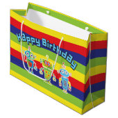 Birthday Robots Large Gift Bag Large Cadeauzakje (Voorkant Gekanteld)