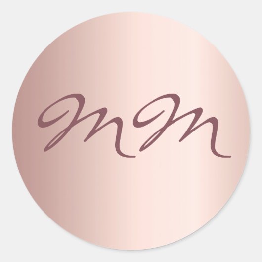 Birthday roos gold blush monogram initialen ronde sticker (Voorkant)