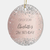 Birthday roos gold blush Silver glitter name Keramisch Ornament (Links)