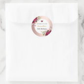 Birthday roos gold burgundy florale elegant ronde sticker (Tas)