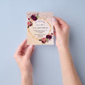Birthday roos gold floral budget invitation flyer (Hand)
