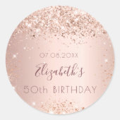 Birthday roos Gold glitter monogram stofmonogram Ronde Sticker (Voorkant)