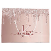 Birthday roos gold glitter roze monogram groot cadeauzakje (Achterkant)