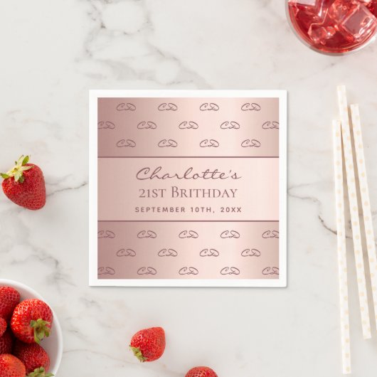 Birthday roos gold monogram initiaal script servet (Insitu)