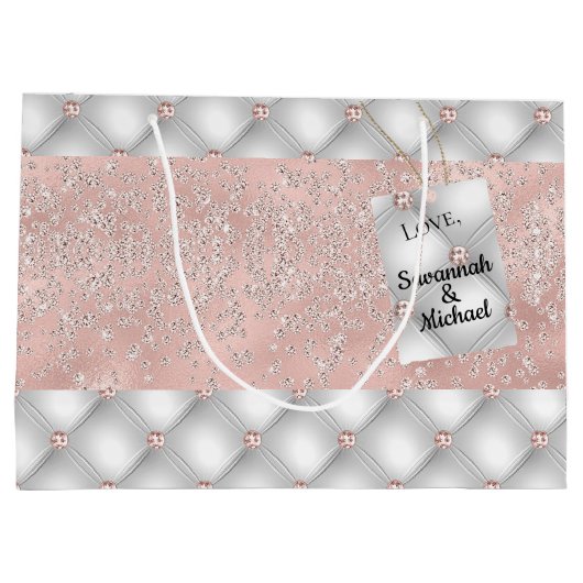 Birthday roos gold zilverglitter glamoureus groot cadeauzakje (Achterkant)