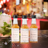 Birthday roos gold zilverglitter naam elegant likeurfles etiket