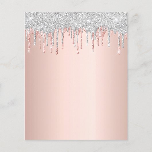 Birthday roos gold zilverglitter uitnodiging (Achterkant)