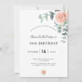 Birthday roos goud florale energie witte elegant kaart (Voorkant)