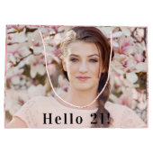 Birthday roos goud glitter aangepaste foto floral groot cadeauzakje (Achterkant)