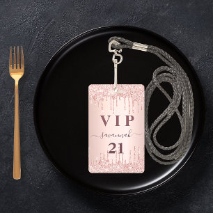 Birthday roos goud glitter druppelt roze luxe vip badge