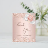 Birthday roos goudblozen flora Dank je wel! (Staand voorkant)