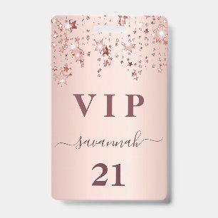 Birthday roos gouden roze sterren vip luxe badge