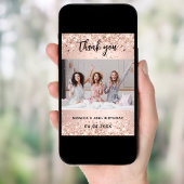 Birthday roos goudfoto bedankt! kaart