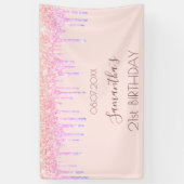 Birthday roos goudglitter regenboogroze spandoek (Verticaal)