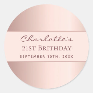 Birthday roos goudmonogram elegant eenvoudig ronde sticker