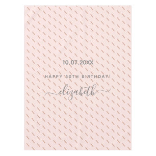Birthday roos goudroze glitterpatroon monogram tafelkleed