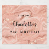 Birthday roos goudroze monogram op jaarbasis sparkling wijnetiket (Enkel label)