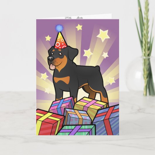 Birthday Rottweiler Kaart (Voorkant)