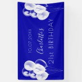 Birthday royal blue ballonnen party spandoek (Verticaal)