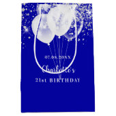 Birthday royal blue glitter ballonnen name medium cadeauzakje (Voorkant)