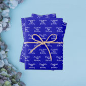 Birthday royal blue name script minimalist inpakpapier vel
