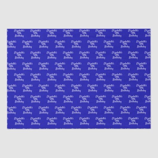 Birthday royal blue name script minimalist tissuepapier (Voorkant)