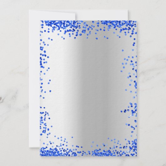 Birthday royal blue zilveren ballonnen luxe kaart (Achterkant)